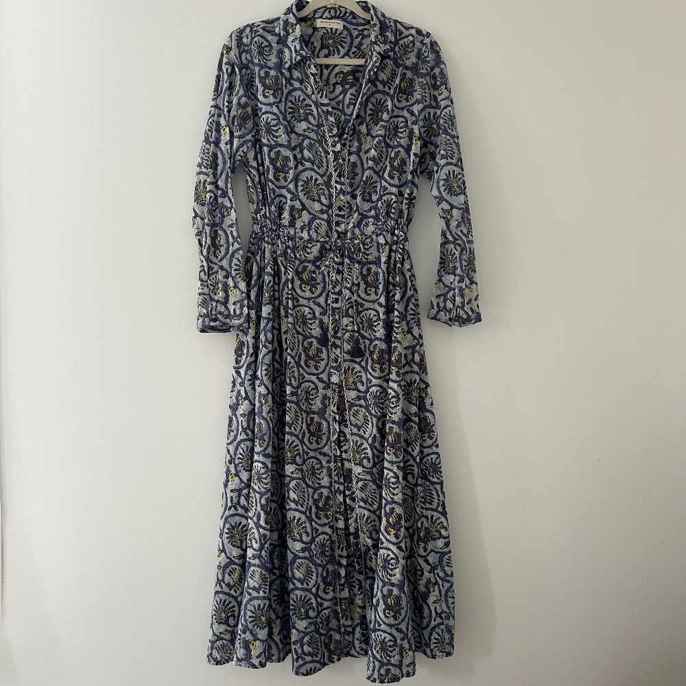 Maison Hotel Roberta Dress Vintage Blue and Ivory  Size XL - Picture 5 of 11